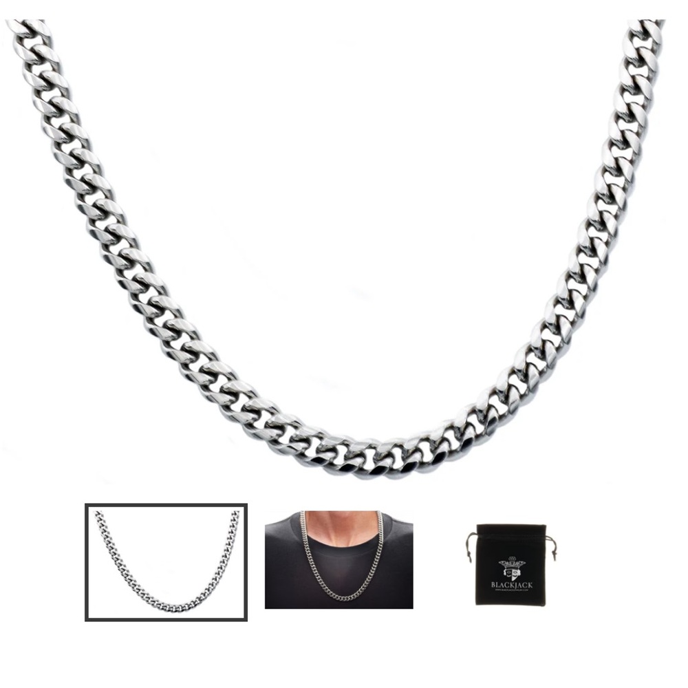 Mens 8mm Stainless Steel
Cuban Link Chain
Necklace With Box Clasp